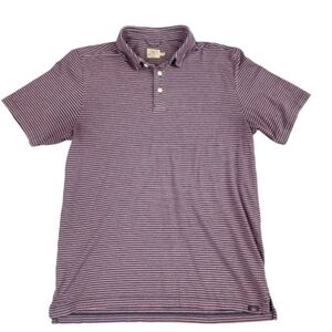 Faherty Navy Pink Preppy Striped Polo Shirt Medium